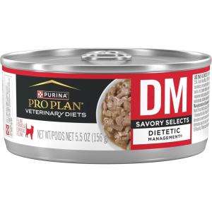 imagePurina Pro Plan Veterinary Diets DM Dietetic Management Savory Selects Feline Formula Wet Cat Food  Pack of 24 55 oz Cans