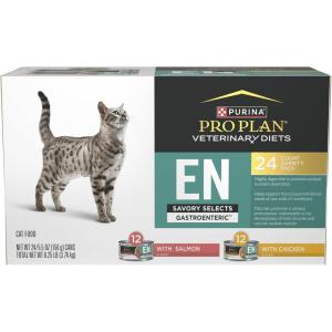 imagePurina Pro Plan Veterinary Diets EN Gastroenteric Feline Formula Savory Selects in Sauce Variety Pack Wet Cat Food  Pack of 24 55 oz Cans