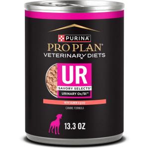 imagePurina Pro Plan Veterinary Diets UR Savory Selects Urinary Support Dog Food OxSt with Salmon in Gravy Canine  133 oz CanSalmon SS